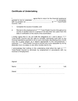 Fillable Online Certificate of Undertaking Fax Email Print - pdfFiller