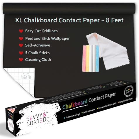Buy Black Chalkboard Contact Paper Roll - 8 FT Chalk Board Paper Roll ...
