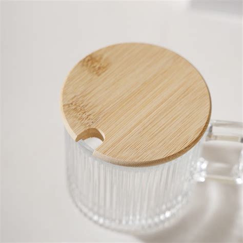 Aurora Transparent Glass Mug With Lid And Spoon Set Of 2 350 ml Online ...