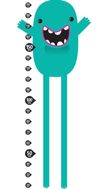 Teal Monster Height Chart Sticker - TenStickers
