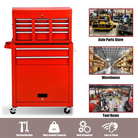 8 Drawers Tool Chest, Rolling Tool box with Lock, High Capacity Tool ...