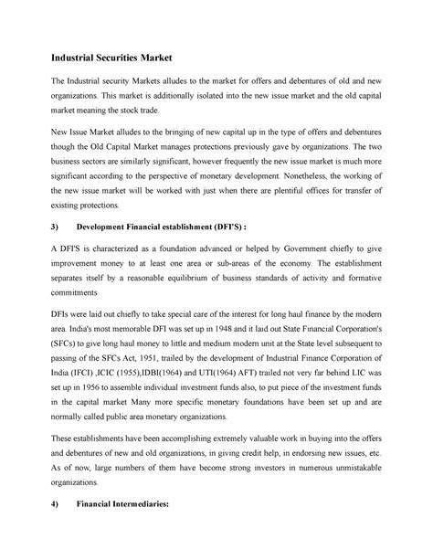 Industrial Securities Market - This market is additionally isolated ...