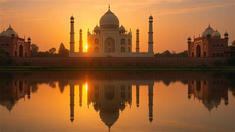 Taj Mahal at sunrise with reflection in the Yamuna River HD Travel ...