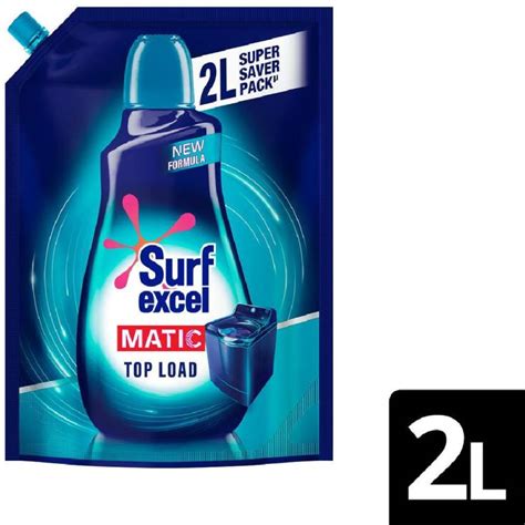 Surf excel Matic Top Load Liquid Detergent 2L Refill pouch, Remove ...