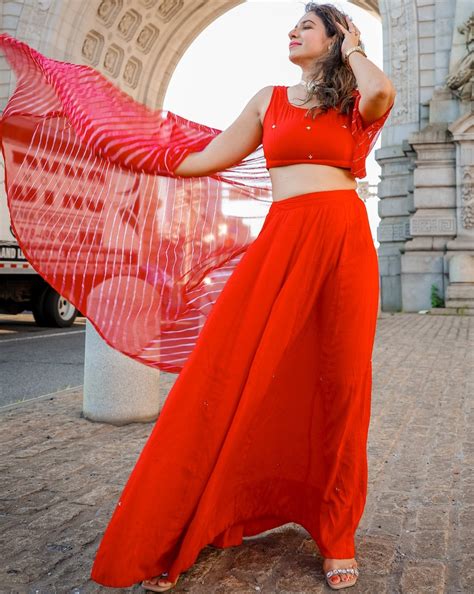 Scarlet red skirt set