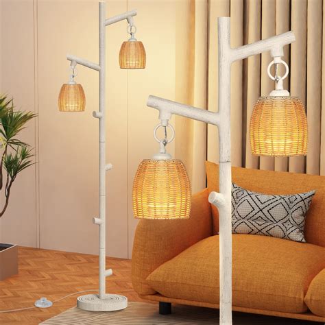 WIHTU 2 Light Tall Floor Lamps for Living Room Bright Lighting, Vintage ...