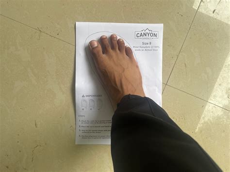 Canyon Sandals Sizing Chart