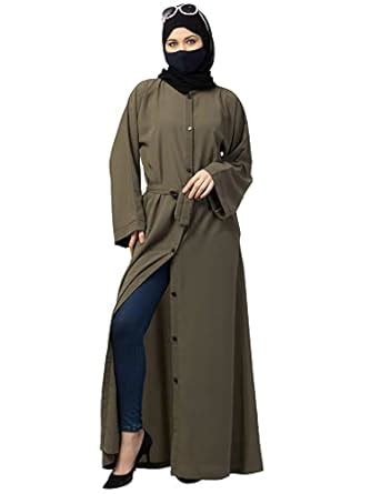 Buy Bashariya Front Open Abaya with Kimono Sleeves & Belt in Kashibo ...