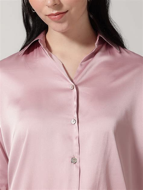 Shop Pink Satin Collar Shirt Premium Formal Workwear for Women