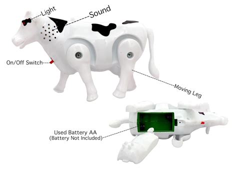 UK-1041 Cow Toy with Walking, Swinging Legs, Sound & Light Features ...