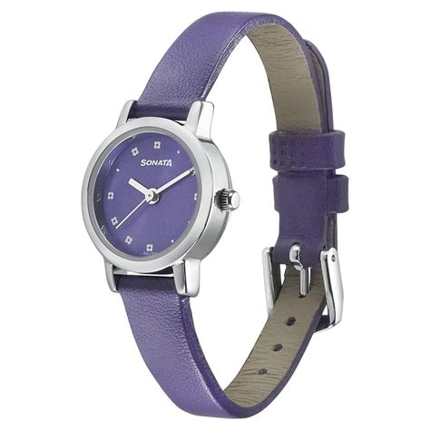 Buy Online Sonata Floral Folkart Purple Dial Women Watch With Leather ...