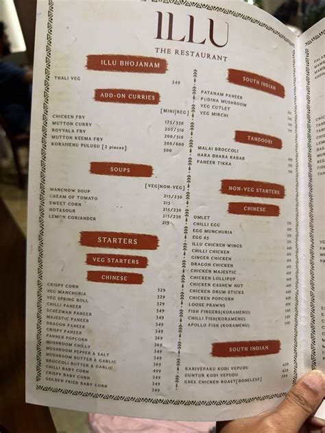 Menu at Illu The Restaurant, Hyderabad