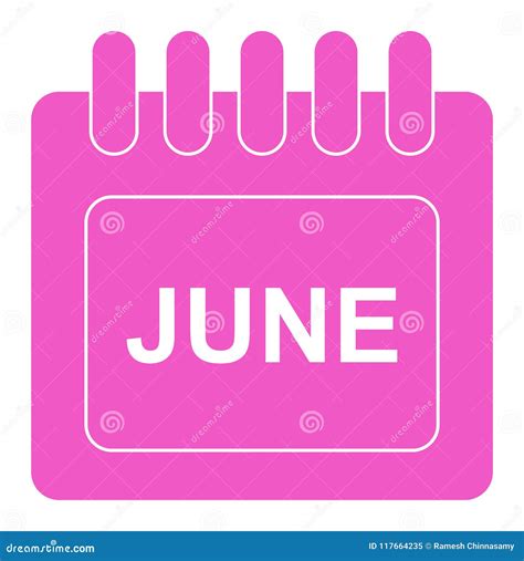 Vector June on Monthly Calendar Pink Icon Stock Vector - Illustration ...