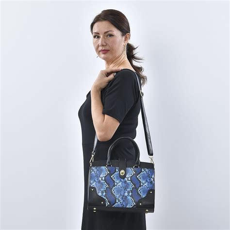 Buy Black & Green Snake Skin Print Genuine Leather Convertible Tote Bag ...