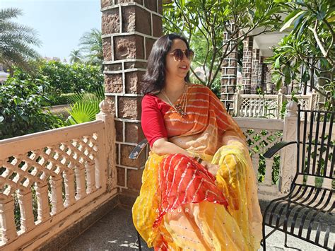 Four colour Shaded Yellow to Orange Lehriya Zari Work – ANKUR