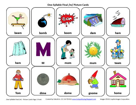 Final m free speech therapy articulation picture cards – Artofit