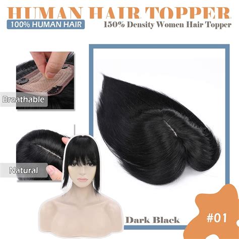 Buy Hairro Human Hair Toppers With Bangs Silk Base Topper Clip In Top ...
