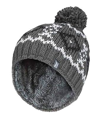Buy HEAT HOLDERS - Mens Fleece Lined Winter Warm Thermal Beanie Hat ...