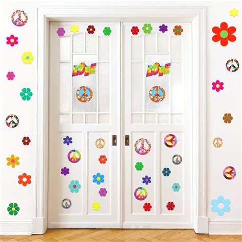 Buy 84 Pieces 60's Hippie Theme Party Stickers Retro Flower Stickers ...