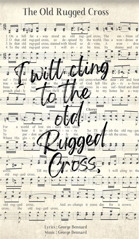 The Old Rugged Cross Hymn Sheet Music | Printable Wall Art (digital Download) - Etsy