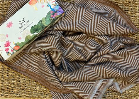 Him/Her Herringbone Mix Wool Unisex Stole- Brown – Stole & Yarrn