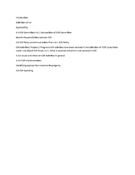 Csr committee - project - Introduction Definition of csr Applicability ...