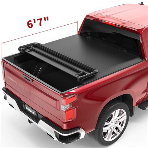 oEdRo Quad Fold Truck Bed Soft Tonneau Cover Compatible with 2019-2021 Chevy Silverado/GMC ...