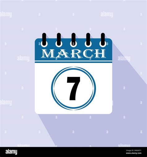 Icon calendar day - 7 March. 7th days of the month, vector illustration ...