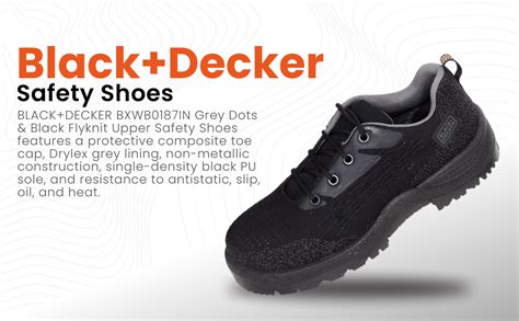 BLACK+DECKER Flyknit Black & Grey Sporty Design Safety Shoes for Men ...