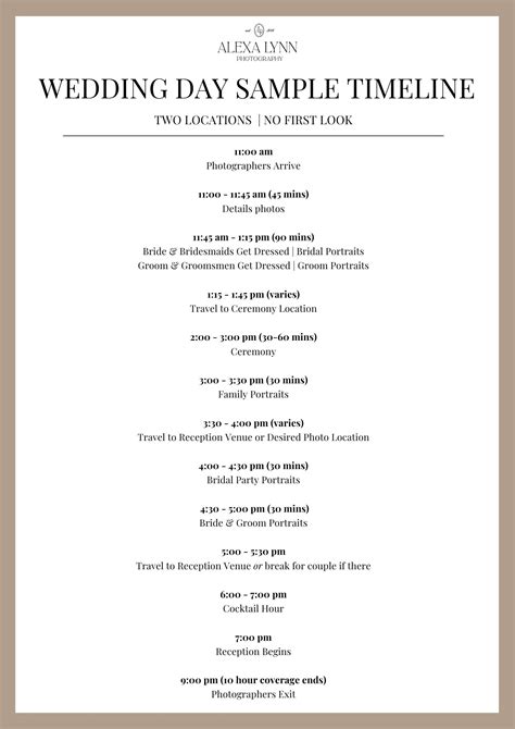 See a Wedding Photography Timeline - With and Without a First Look