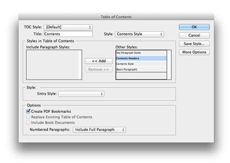 Image result for Add Table of Contents InDesign
