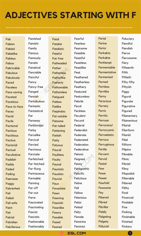 Adjectives that Start with F (1400+ F Adjectives in English) • 7ESL