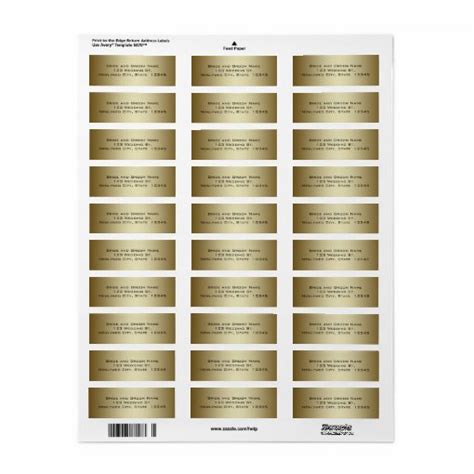 Gold Wedding Return Address Labels | Zazzle