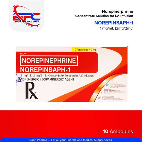 NOREPINSAPH-1 Norepinephrine 1mg/mL (2mg/2ml) Concentrate Solution for ...