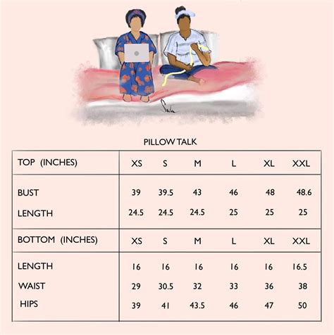Size Chart Pillow Talk