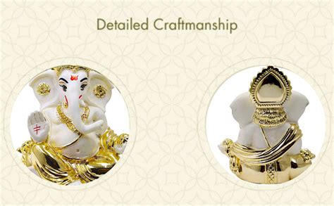 Karigaari India Gold Plated Ceramic Pagdi Ganesh Idol for car Dashboard ...
