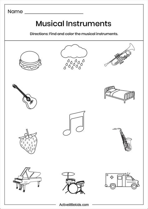 Musical Instrument Worksheet 的图像结果