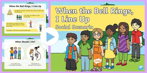When the Bell Rings, I Line Up Social Scenario PowerPoint