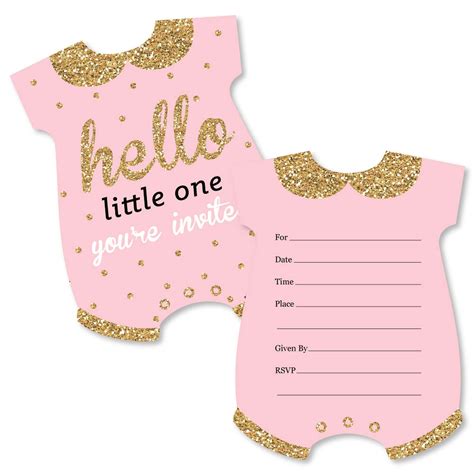 Buy Hello Little One - Pink and Gold - Shaped Fill-In Invitations ...