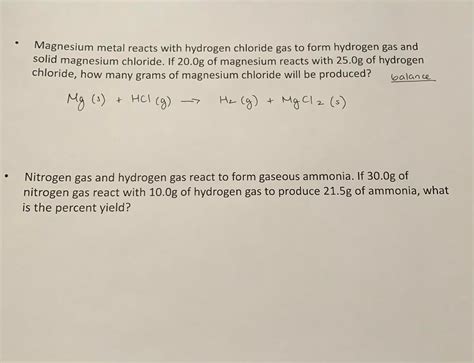 Solved Magnesium metal reacts with hydrogen chloride gas to | Chegg.com