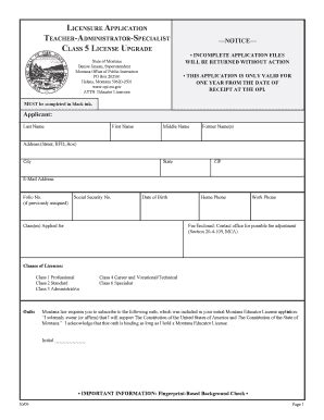 Fillable Online opi mt CLASS 5 UPGRADE CHECKLIST - Montana Office of ...