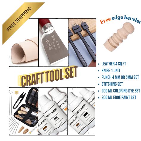 Leather Tools Combo set of 6 tools - Free Wood Edge Beveler – Cratly ...