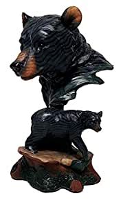 SLIFKA Black Bear Decor Carved Log Look Figurine, 9" : Amazon.in: Home ...