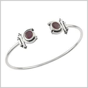 Tribe Amrapali Silver Ruby Round Curved Taveez Cuff (TBAB-46-DR-S ...