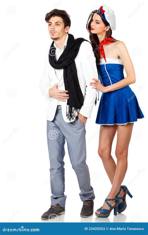 Attractive Young Sailor Woman Seducing Elegant Man Stock Image - Image ...