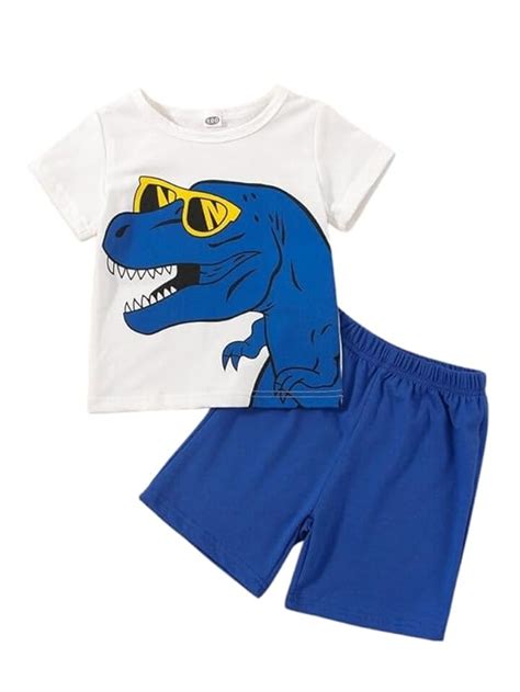 Googogaaga Boy's Cotton Printed White T-shirt with Shorts Baby Boys ...