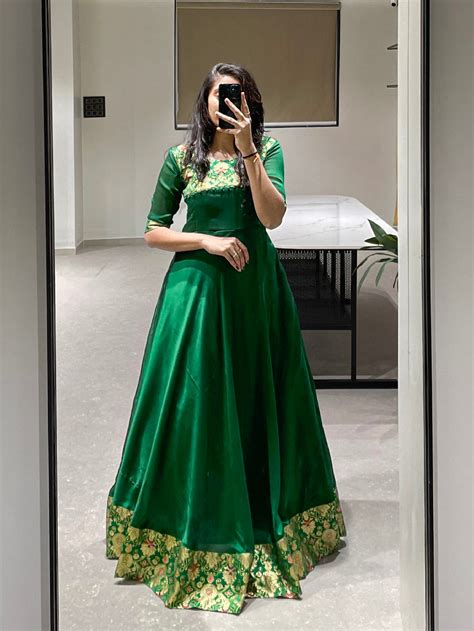 Green Color Weaving Zari Work Rangoli Silk Dress – Looknbook Art