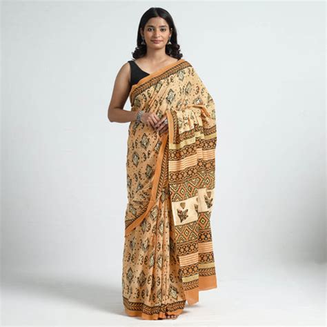 Bagru Print Sarees - Buy Bagru Hand Block Print Sarees Online | iTokri ...