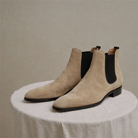 Cream Suede Leather Lucca Slip On Chelsea Boots - AW24 – Costoso Italiano
