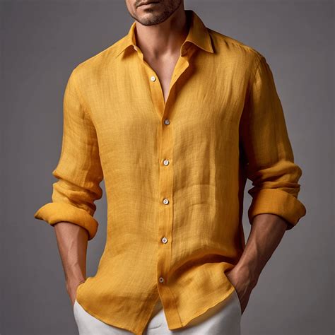 Men's Yellow Linen shirt SUNNY